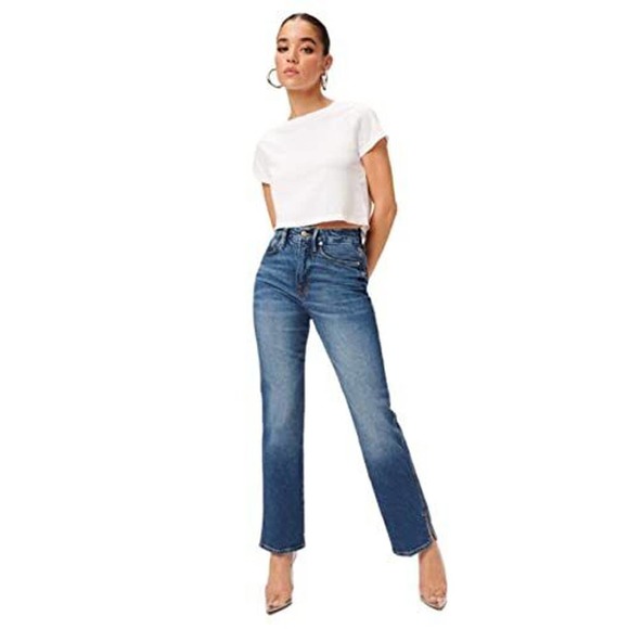 Good American Denim - Good American Good Curve Straight Jean Blue High Waist Women's 10 / 30 Mom Jeans